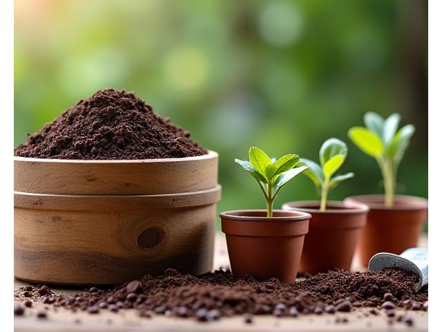 재활용되는 커피 찌꺼기로 만든 비료와 친환경 제품